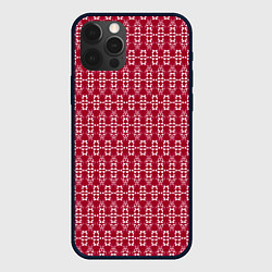 Чехол iPhone 12 Pro Max Красно белый геометрический узор ретро