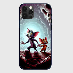 Чехол для iPhone 12 Pro Max Том и Джерри в пещере ужасов - хэллоуин, цвет: 3D-черный