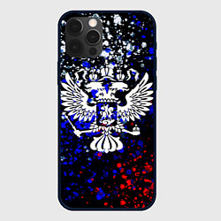 Чехол для iPhone 12 Pro Max Герб России на чёрном фоне, цвет: 3D-черный