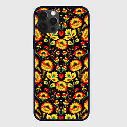 Чехол для iPhone 12 Pro Max Русская узорная роспись, цвет: 3D-черный