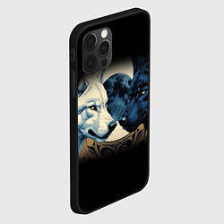 Чехол для iPhone 12 Pro Max Инь янь волк и волчица с луной, цвет: 3D-черный — фото 2