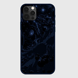 Чехол для iPhone 12 Pro Max Чёрно-синий абстрактный космос, цвет: 3D-черный