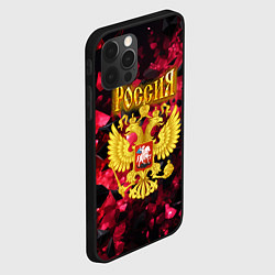 Чехол для iPhone 12 Pro Max Россия - герб на текстуре, цвет: 3D-черный — фото 2