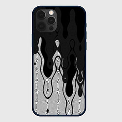 Чехол для iPhone 12 Pro Max Чёрно-белый абстракция стекающаяся, цвет: 3D-черный