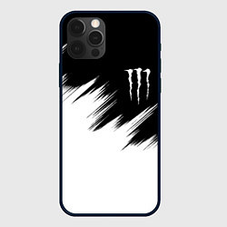 Чехол для iPhone 12 Pro Max Monster energy белые штрихи, цвет: 3D-черный