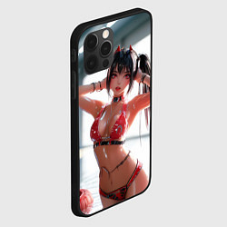 Чехол для iPhone 12 Pro Max Девушка с рожками в бассейне, цвет: 3D-черный — фото 2