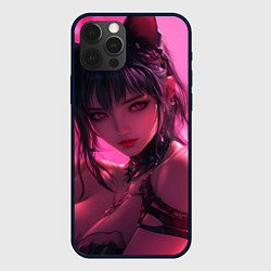 Чехол для iPhone 12 Pro Max Кокетливая девушка - кошка, цвет: 3D-черный