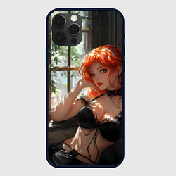 Чехол для iPhone 12 Pro Max Рыжая девушка у окна, цвет: 3D-черный