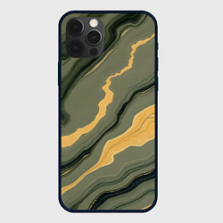 Чехол для iPhone 12 Pro Max Оливковый мрамор, цвет: 3D-черный