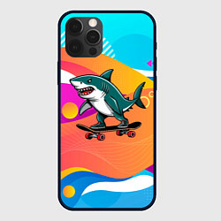 Чехол для iPhone 12 Pro Max Акула на скейте, цвет: 3D-черный