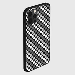 Чехол для iPhone 12 Pro Max Белый серый горох на черном ретро, цвет: 3D-черный — фото 2