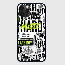 Чехол для iPhone 12 Pro Max Pattern with inscriptions hustle sand boy, цвет: 3D-черный