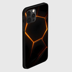 Чехол для iPhone 12 Pro Max Черная объемная текстура с неоном, цвет: 3D-черный — фото 2
