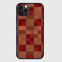 Чехол для iPhone 12 Pro Max Бордовые пиксели, цвет: 3D-черный
