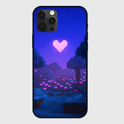 Чехол для iPhone 12 Pro Max Ночной лес Minecraft с сердечком луной, цвет: 3D-черный