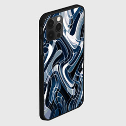 Чехол для iPhone 12 Pro Max Тёмно-синий искажённая абстракция, цвет: 3D-черный — фото 2
