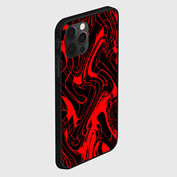 Чехол для iPhone 12 Pro Max Чёрный с красным искажённая абстракция, цвет: 3D-черный — фото 2
