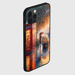 Чехол для iPhone 12 Pro Max Красная телефонная будка на набережной, цвет: 3D-черный — фото 2