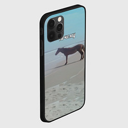 Чехол для iPhone 12 Pro Max Лошадь почему мем на берегу, цвет: 3D-черный — фото 2