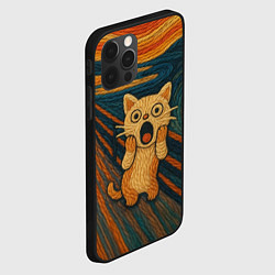 Чехол для iPhone 12 Pro Max Котик Крик - вязаный нейроарт, цвет: 3D-черный — фото 2