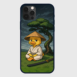 Чехол для iPhone 12 Pro Max Утенок самурай - медитация, цвет: 3D-черный