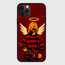 Чехол для iPhone 12 Pro Max Нирвана, Курт Кобейн с крыльями ангела, цвет: 3D-черный