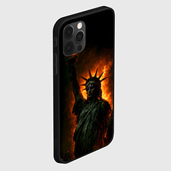 Чехол для iPhone 12 Pro Max Статуя свободы в огне, цвет: 3D-черный — фото 2