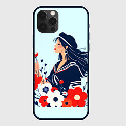 Чехол для iPhone 12 Pro Max Девушка моряка, цвет: 3D-черный