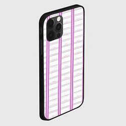 Чехол для iPhone 12 Pro Max Color white cage pink line, цвет: 3D-черный — фото 2