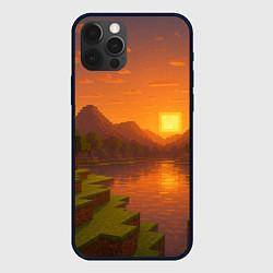 Чехол для iPhone 12 Pro Max Закат - Minecraft, цвет: 3D-черный