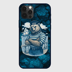 Чехол для iPhone 12 Pro Max Медведь ВМФ в тельняшке, цвет: 3D-черный