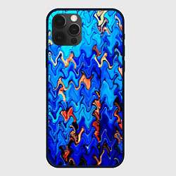 Чехол для iPhone 12 Pro Max Сине-голубой стекающая абстракция, цвет: 3D-черный
