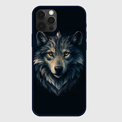 Чехол для iPhone 12 Pro Max Пиксельная голова волка, цвет: 3D-черный