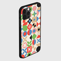 Чехол для iPhone 12 Pro Max Геометрический узор с цветочными элементами - ретр, цвет: 3D-черный — фото 2