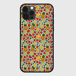Чехол для iPhone 12 Pro Max Фрукты и ягоды в паттерне, цвет: 3D-черный