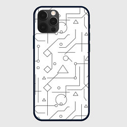 Чехол для iPhone 12 Pro Max Техно-Геометрия на белое, цвет: 3D-черный