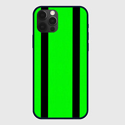 Чехол для iPhone 12 Pro Max Color black and green stripes, цвет: 3D-черный