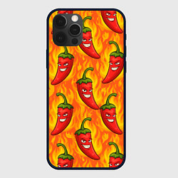 Чехол для iPhone 12 Pro Max Огненный перец паттерн, цвет: 3D-черный