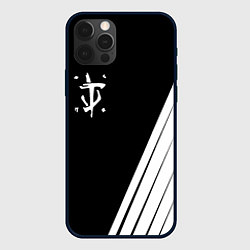 Чехол для iPhone 12 Pro Max Doom white geometry, цвет: 3D-черный