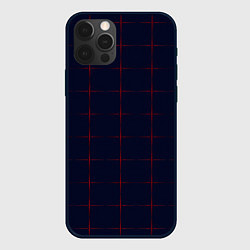 Чехол для iPhone 12 Pro Max Color dark blue red crosses, цвет: 3D-черный