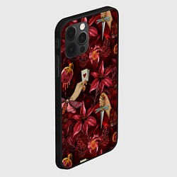 Чехол для iPhone 12 Pro Max Бордовая готика с сердцем, лилиями и мотыльками, цвет: 3D-черный — фото 2