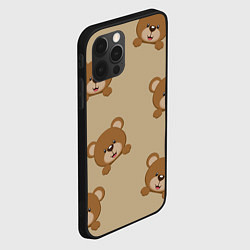 Чехол для iPhone 12 Pro Max Медвежьи мордашки на бежевом, цвет: 3D-черный — фото 2
