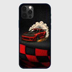 Чехол для iPhone 12 Pro Max Дрифт авто с облаком дыма, цвет: 3D-черный