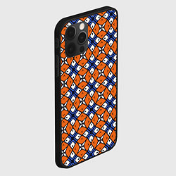 Чехол для iPhone 12 Pro Max Узор геометрический сине-оранжевый, цвет: 3D-черный — фото 2