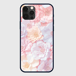 Чехол для iPhone 12 Pro Max Бледно-розовый цветочный узор, цвет: 3D-черный