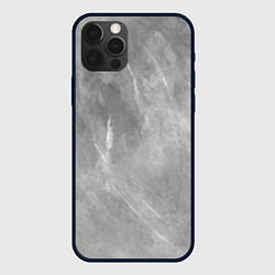 Чехол для iPhone 12 Pro Max Абстракция - rare white strokes on gray, цвет: 3D-черный