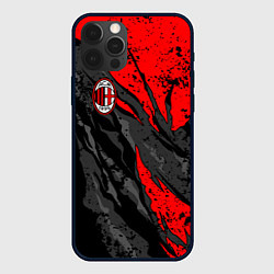 Чехол для iPhone 12 Pro Max Фк Милан - черный и красный, цвет: 3D-черный