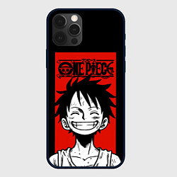 Чехол для iPhone 12 Pro Max Ван Пис, Луффи на красном, цвет: 3D-черный