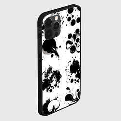 Чехол для iPhone 12 Pro Max Чёрно-белые кляксы - абстракция, цвет: 3D-черный — фото 2