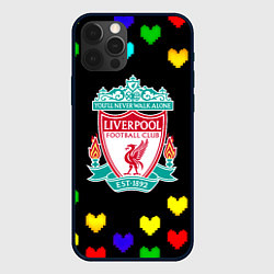 Чехол для iPhone 12 Pro Max Ливерпуль пиксельные сердца, цвет: 3D-черный